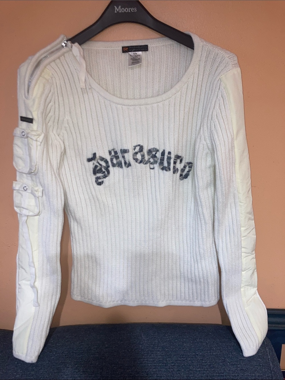 Rare Y2K Parasuco white Ribbed Sweater - XL